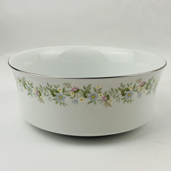 Haviland Forever Spring 7.5" Round Vegetable Bowl Pastel Flowers Silver Rim‎ - Picture 1 of 7